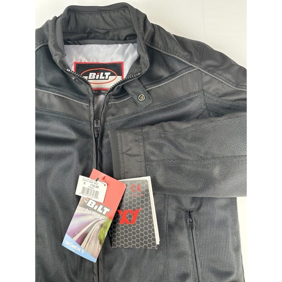 Bilt Motorcycle Jacket Womens LG Black Techno Mesh Shoulder/Elbow/Back Pads NEW! - Picture 1 of 15